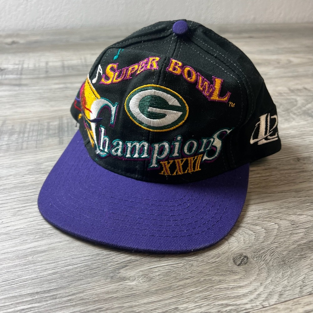 Logo Athletic Hat Mens OSFA Black Green Bay Packers Super Bowl XXXI Vintage Cap